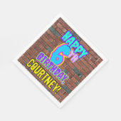 6誕生日~おもしろい、アーバングラフィティインスパイアルック スタンダードランチョンナプキン (角)