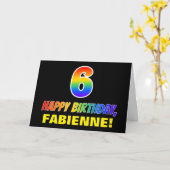 6誕生日: はっきりした,おもしろい,シンプルレインボー6 カード (黄色い花)