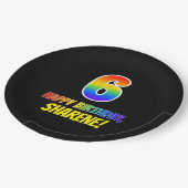 6誕生日: はっきりした,おもしろい,シンプルレインボー6 ペーパープレート (アングル)