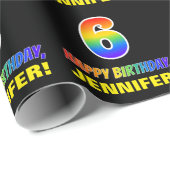 6誕生日: はっきりした,おもしろい,シンプルレインボー6 ラッピングペーパー (ロールコーナー)