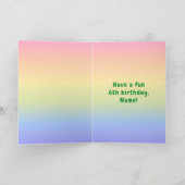 6誕生日:カラフルレインボー6、名前をカスタムする カード (内部)