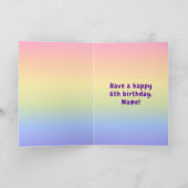 6誕生日:カラフルレインボー6、名前をカスタムする カード (内部)