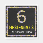 6誕生日:フローラ花数名前をカスタムする スタンダードランチョンナプキン (正面)