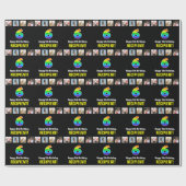 6誕生日:レインボー「6」;写真カスタムと名前 ラッピングペーパー (フラット)