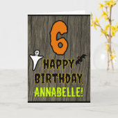 6誕生日:不気味ハロウィーンテーマ+名前をカスタムする カード (黄色い花)