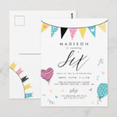 6誕生日 |可愛いドードル誕生日パーティーポストカード ポストカード (正面/裏面)