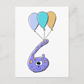 6誕生日、紫の誕生日モンスター漫画。 ポストカード