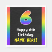 6誕生日: Rainbow Spectrum #6、名前をカスタムする スタンダードランチョンナプキン (正面)