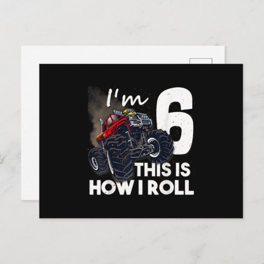 6誕生日Tボーイモンスタートラック6歳ギフト 案内ポストカード (正面/裏面)
