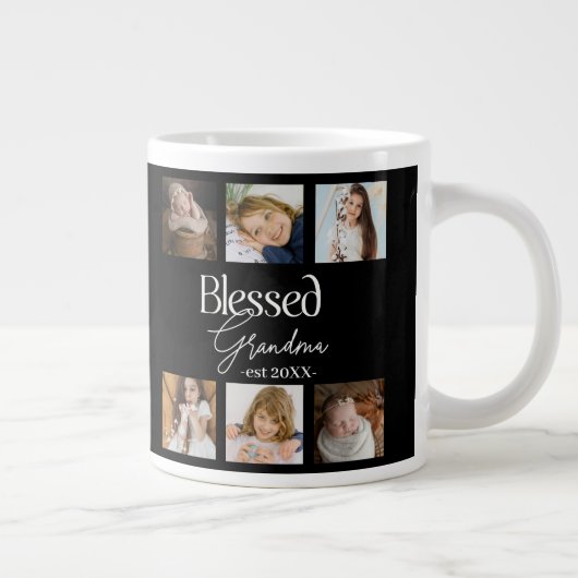 6賛美つのフォトコラージュで祖母のest日付 ジャンボコーヒーマグカップ (右)