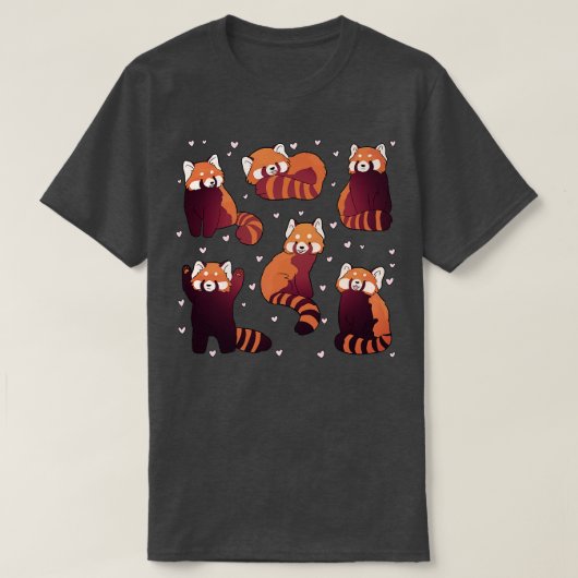 6赤パンダのステッカーかわいいイラストレーション1 Tシャツ (デザイン正面)