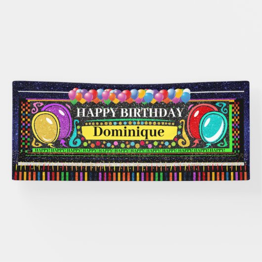 6足誕生日バナーハッピーハッピー 横断幕 (横)