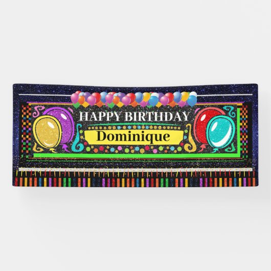 6足誕生日バナーハッピーハッピー 横断幕 (横)