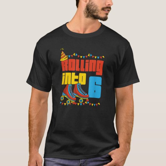 6転がローラースケート6th誕生日パーティーサップ tシャツ (正面)