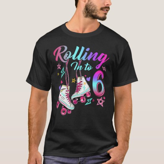 6転が誕生日ローラースケート選手6歳 Tシャツ (正面)