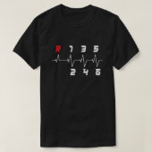 6速度ギアシフト手動送信ハートビート Tシャツ (デザイン正面)