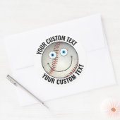 6野球パーソナライズされた文字カスタムハッピー顔3" ラウンドシール (封筒)