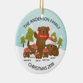 6頭のくまのクリスマスのおもしろいのパーソナライズな系列 セラミックオーナメント (右)
