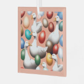 6頭のガチョウが切り取り ガラスオーナメント (正面左)