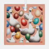 6頭のガチョウが切り取り ガラスオーナメント (裏面)