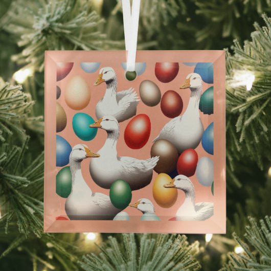 6頭のガチョウが切り取り ガラスオーナメント (インサイチュ)