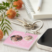 6魅力的写真「お母さん最高のは今まで」ピンクと白いハート キーホルダー (正面右)