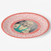 60あなたの写真の乱数パターンサンゴ/白 ペーパープレート (アングル)