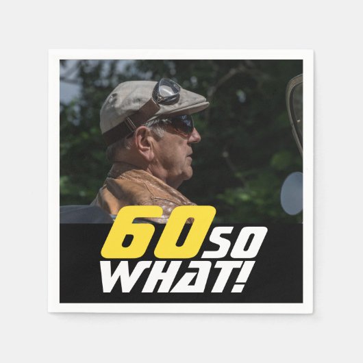 60おもしろいだから何引用文写真60誕生日 スタンダードカクテルナプキン (正面)