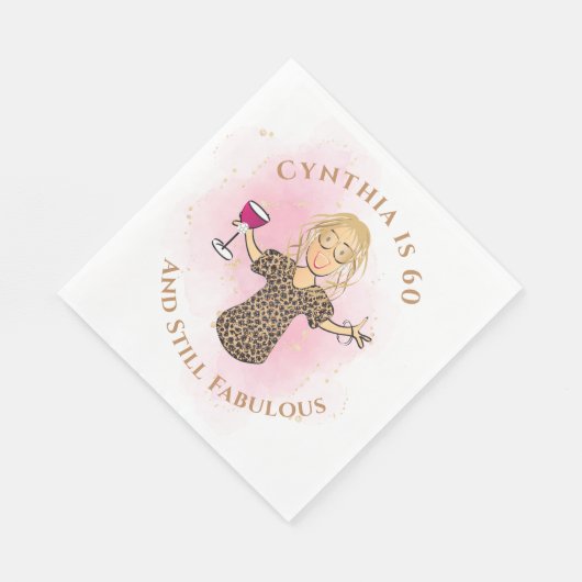 60おもしろいと彼女のピンク60誕生日のための素晴らしい スタンダードランチョンナプキン (角)