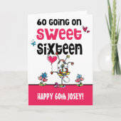 60おもしろいオンSweet sixteen漫画誕生日 カード (正面)