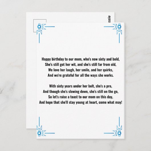 60おもしろい人目の女の詩 ポストカード (正面/裏面)