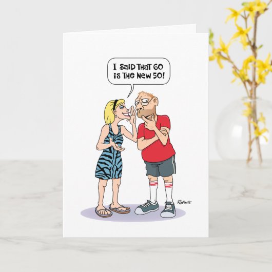 60おもしろい番目の誕生日カー男性へド カード (黄色い花)