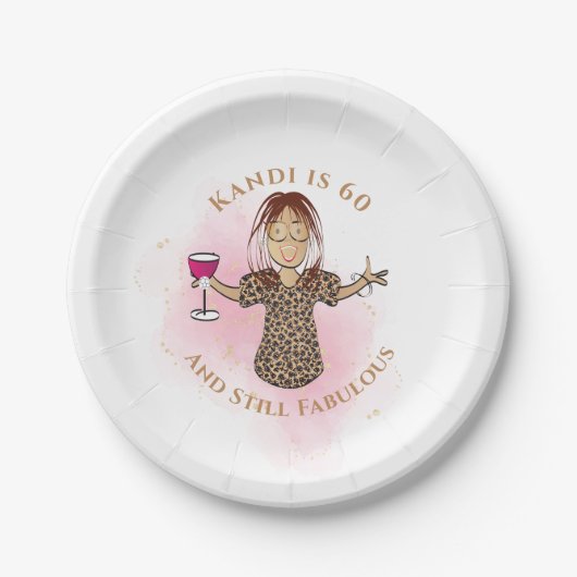 60おもしろい番目の誕生日ピンク民族60と素晴らしい ペーパープレート (正面)
