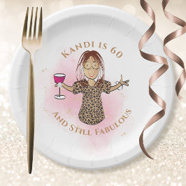 60おもしろい番目の誕生日ピンク民族60と素晴らしい ペーパープレート