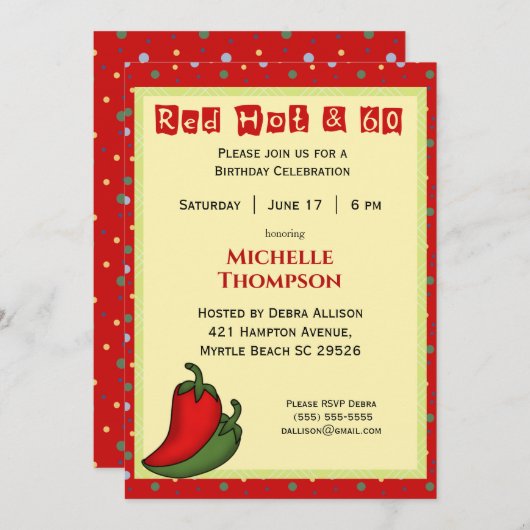 60おもしろい番目の誕生日招待状 招待状 (正面/裏面)