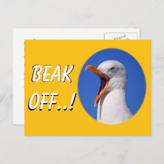 60おもしろい誕生日シーガルビーチオフジョーク 案内ポストカード (正面/裏面)