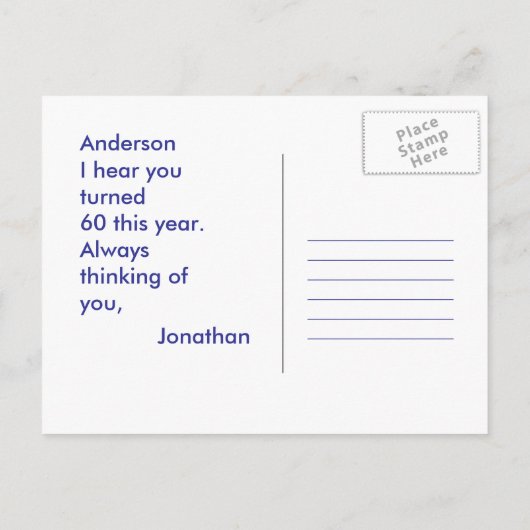 60おもしろい誕生日シーガルビーチオフジョーク 案内ポストカード (裏面)