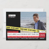 60おもしろい誕生日🎉フェイクTVニュース 招待状 (正面)