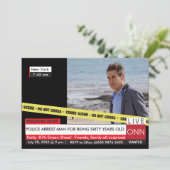 60おもしろい誕生日🎉フェイクTVニュース 招待状 (スタンド正面)