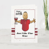 60おもしろい誕生日男性漫画レッドワイントースト カード (正面)