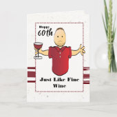 60おもしろい誕生日男性漫画レッドワインモダン カード (正面)