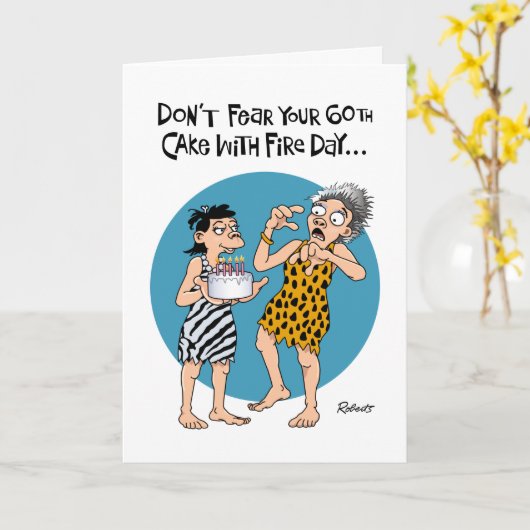 60おもしろい誕生日 カード (黄色い花)