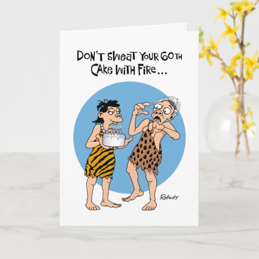 60おもしろい誕生日 カード (黄色い花)