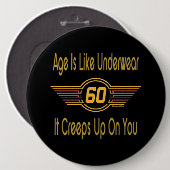 60おもしろい~年は下着に似ている 缶バッジ (正面&裏面)