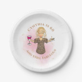 60おもしろいth誕生日漫画ピンク60と素晴らしい ペーパープレート (正面)