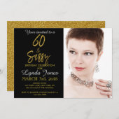 60およびサッシゴールドフォイル誕生日招待状 招待状 (正面/裏面)