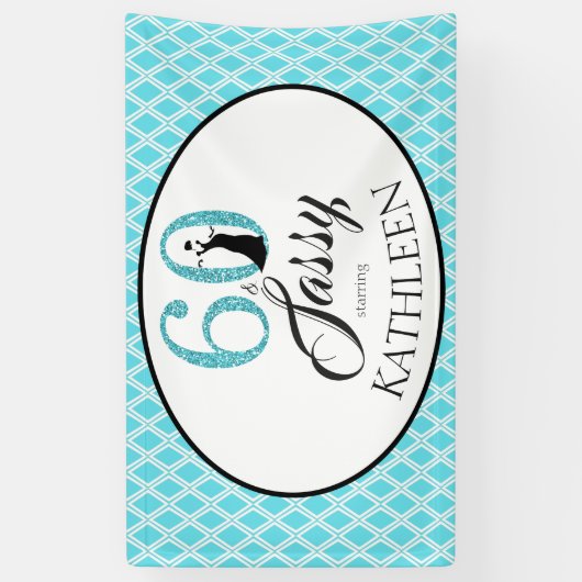 60およびサッシーカスタム誕生日60thグリッター 横断幕 (縦)