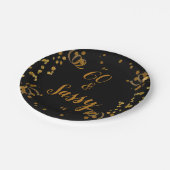 60およびサッシー60th誕生日ブラック |フェイク金ゴールド ペーパープレート (アングル)