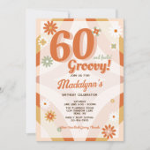 60およびフィーリングルービーレトロ誕生日招待状 招待状 (正面)