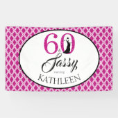 60および粋なカスタムの第60誕生日のピンクのグリッター 横断幕 (横)